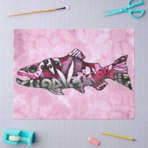 Funky Whimsical Abstrakt Lmon Fish Decoupage Seidenpapier