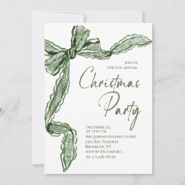 Funky Whimsical Christmas Green Bow Holiday Party Einladung