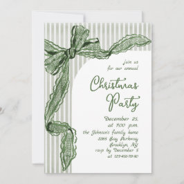 Funky Whimsical Christmas Green Bow Holiday Party Einladung