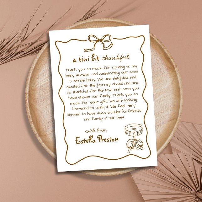 Funky Whimsical Hand Drawn Martini Babydusche Dankeskarte (Von Creator hochgeladen)