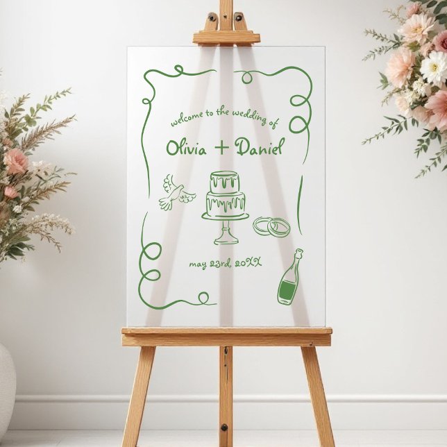 Funky Whimsical Hand Letted Illustriert Sign Acrylschild (Von Creator hochgeladen)