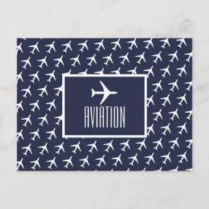 Funky White Flugzeug Pilot Aviation Postcard Ankündigungspostkarte