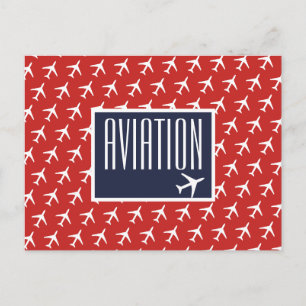 Funky White Flugzeug Pilot Aviation Postcard Ankündigungspostkarte