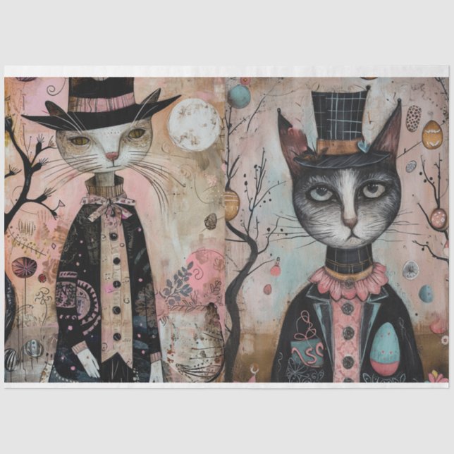 Funky Wired Cats Decoupage Seidenpapier (Vorderseite)