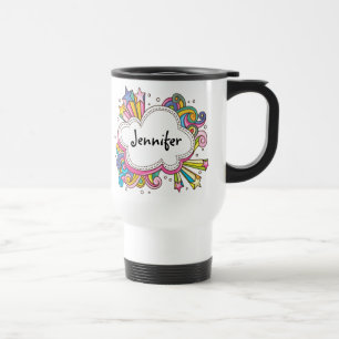 Funky Wolken-personalisierte Reise-Tasse Reisebecher