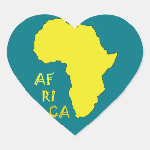 Funky Yellow Africa Map Herz-Aufkleber