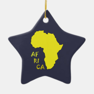 Funky Yellow Africa Map Keramik Ornament