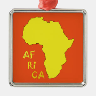 Funky Yellow Africa Map Silbernes Ornament