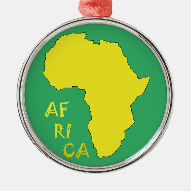 Funky Yellow Africa Map Silbernes Ornament (Vorne)