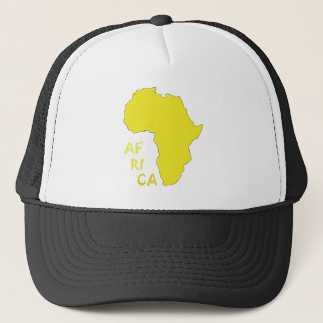 Funky Yellow Africa Map Truckerkappe (Vorderseite)