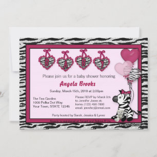 Funky Zebra Babydusche Einladung Adorable PINK