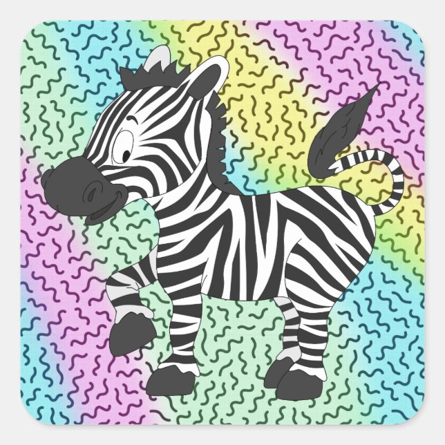 Funky Zebra Quadratischer Aufkleber (Vorderseite)