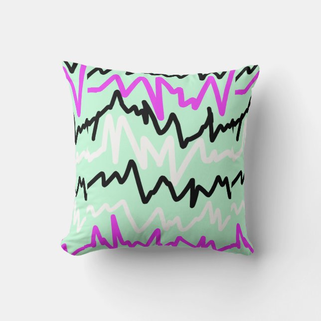 Funky Zig Zag Line Muster Kissen Kissen (Vorderseite)