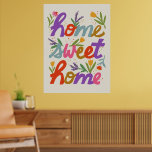 Funky Zuhause Sweet Zuhause Poster<br><div class="desc">Dieses preisgünstige und funky handgeschriebene "Zuhause Sweet Zuhause" Poster ist eine lustige Art, Ihrem Zimmer oder Raum Farbe zu verleihen. Die Retrofarben Tomatenrot, goldgelb, violett, lila, staubblau, grün und cremefarben auf einem warmen, weißen Hintergrund wirken ein wenig süß und angenehm, ideal für ein Uni-Schlafzimmer oder ein erstes Appartement. Es ist,...</div>