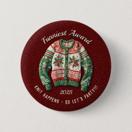 Funniest Ugly Sweater Award Party Button