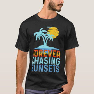 Funnny Forever Jagen Sunsets Word auf Back Workou T-Shirt