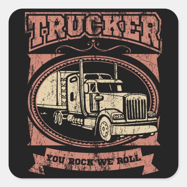 FUNNTES QUOTES Trucker Geschenkguttransporter Bühn Quadratischer Aufkleber (Vorderseite)