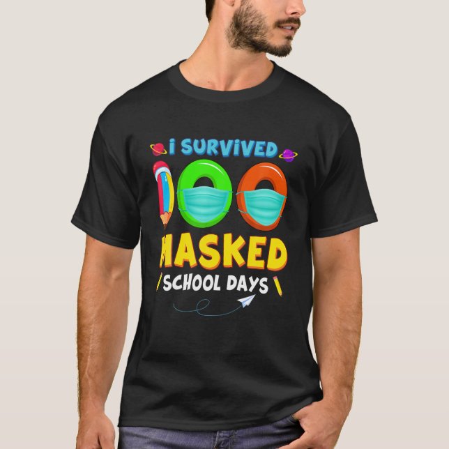 Funny 100 Days Of Virtual School Teacher Student B T-Shirt (Vorderseite)