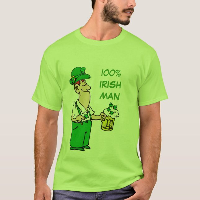 Funny 100% IRISH MAN T-Shirt (Vorderseite)