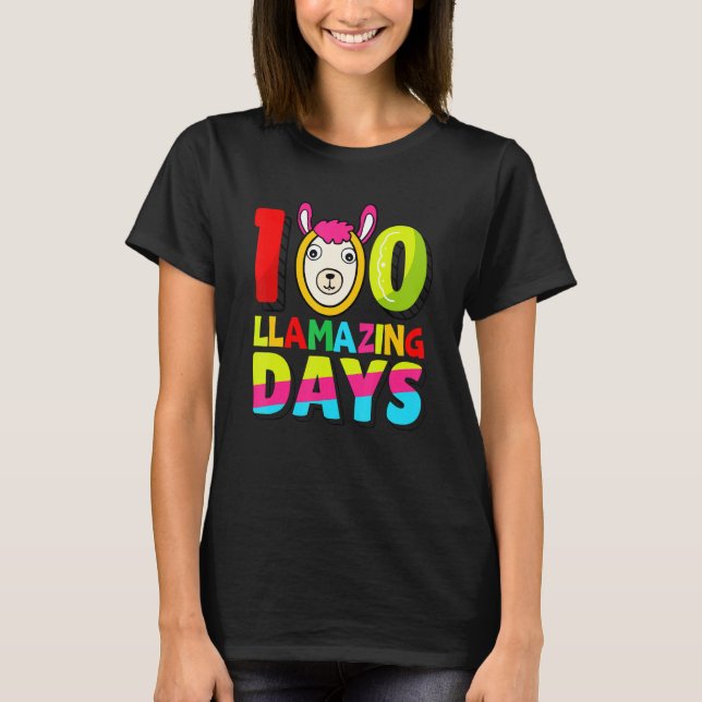 Funny 100 Llamazing Days Llama Teacher 100th Day O T-Shirt (Vorderseite)