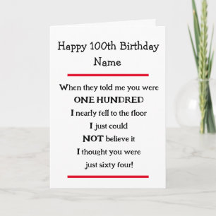 Funny 100e Anniversaire Cheeky Verse Carte Anniver