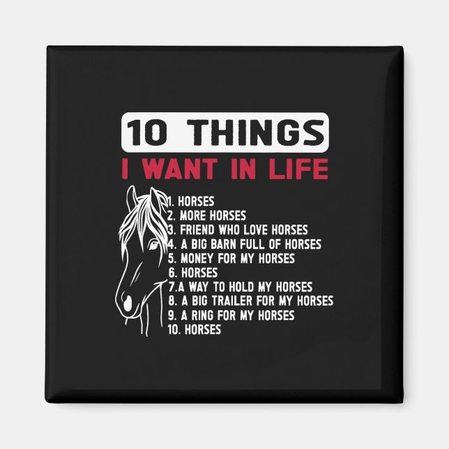 Funny 10 Dinge, die ich Gewollt in Leben Funny Hor Magnet (Vorne)