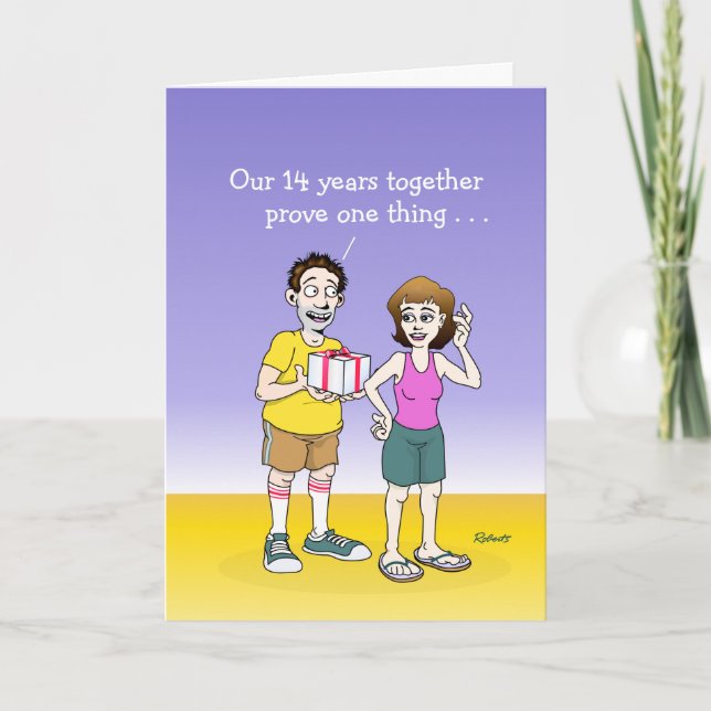 Funny 14. Wedding Anniversary Card Karte (Vorderseite)