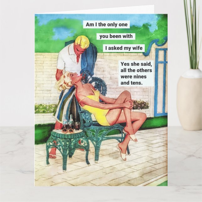 Funny 1950s Hausfrau Karte (Vorderseite)