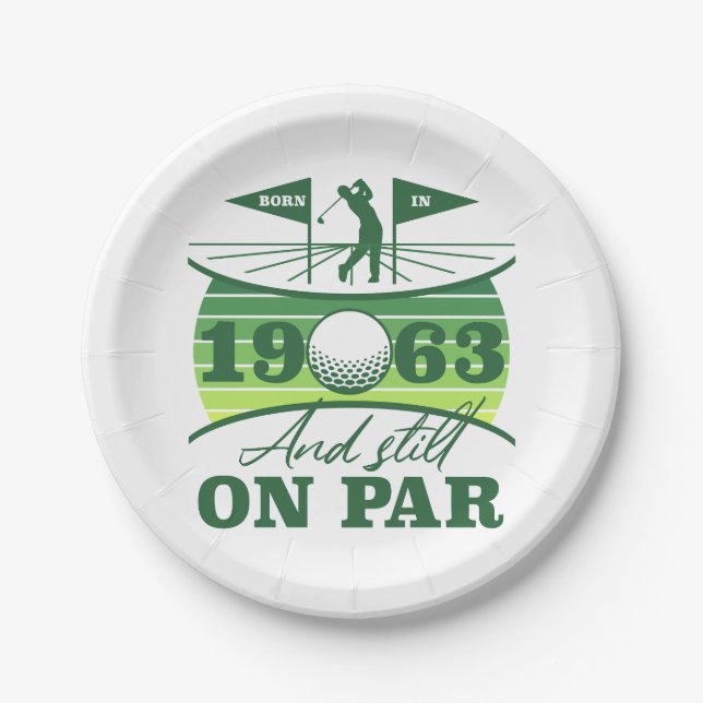 Funny 1963 Golfer 60. Geburtstag Pappteller (Vorderseite)