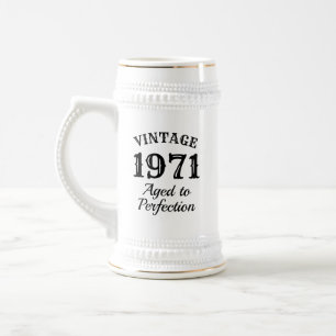 Funny 1971 weiße Bierstein Geschenk für 50. Geburt Bierglas