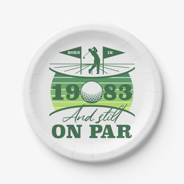 Funny 1983 Golfer 40. Geburtstag Pappteller (Vorderseite)