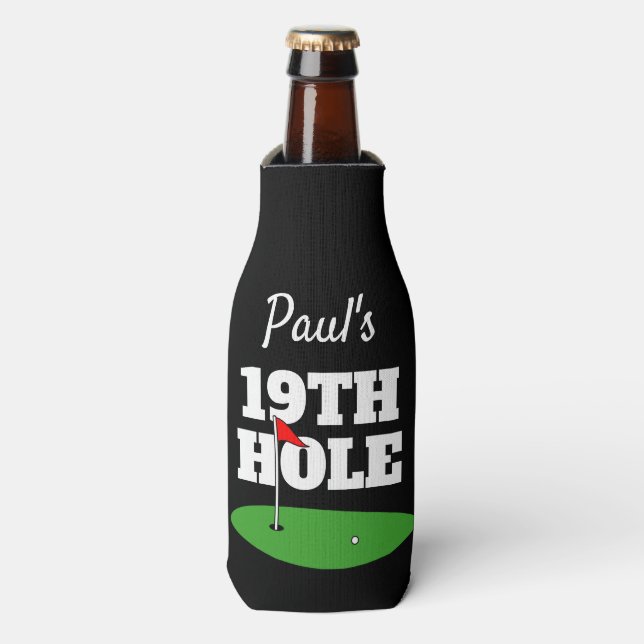 Funny 19. Loch Golf Bierflasche Getränkehalter Flaschenkühler (Flaschenvorderseite)