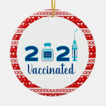 Funny 2021 vaccine christmas ceramic ornament