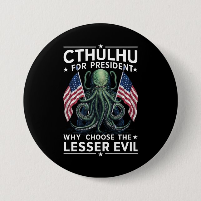 Funny 2024 Wahlen Cthulhu für den Präsidenten Button (Vorderseite)