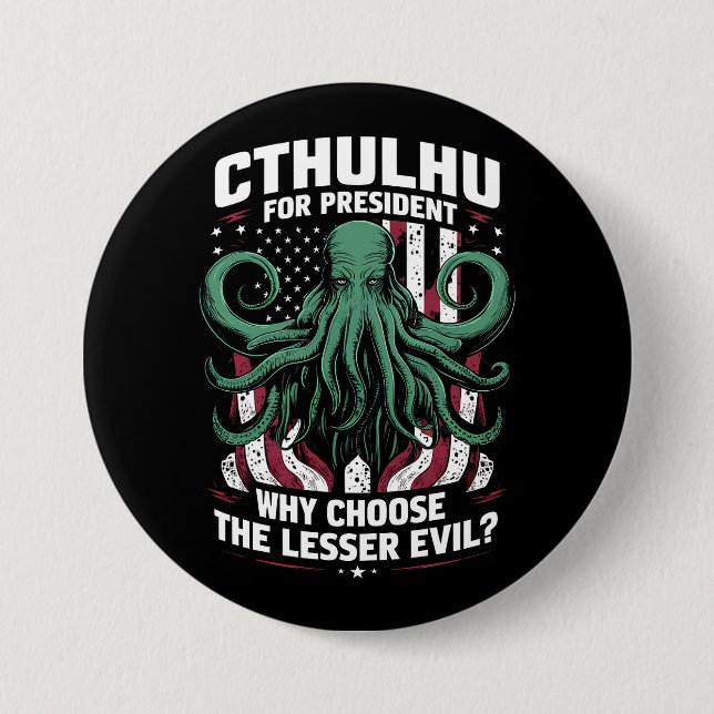 Funny 2024 Wahlen Cthulhu für den Präsidenten Button (Vorderseite)