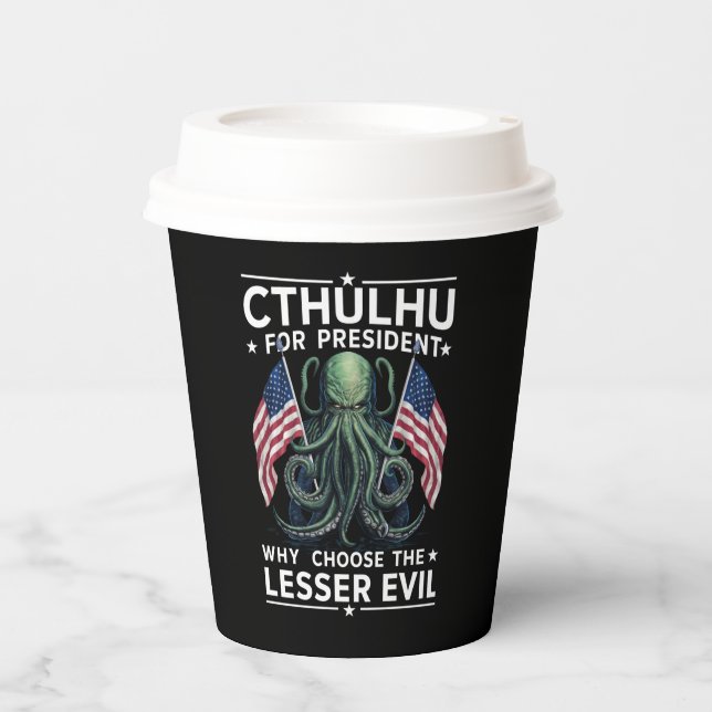 Funny 2024 Wahlen Cthulhu für den Präsidenten Pappbecher (Vorderseite)