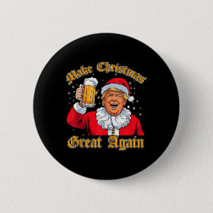 Funny 2024 Weihnachten Trump Drink Beer Trump Sant Button