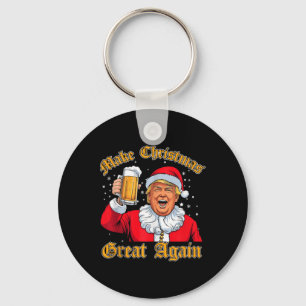 Funny 2024 Weihnachten Trump Drink Beer Trump Sant Schlüsselanhänger