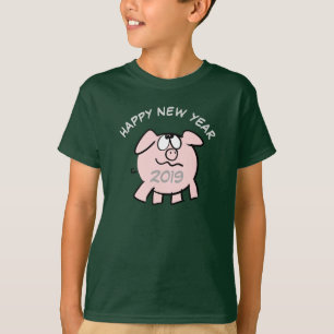 Funny 2 Cartoon Illustration Pig custom Year KT T-Shirt