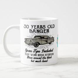 Funny 30. Geburtstag Retro Auto Banger Add Name Da Jumbo-Tasse