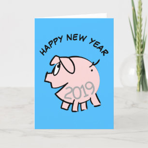 Funny 3 Cartoon Illustration Pig Année 2019 Carte