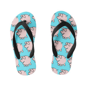 Funny 3 Cartoon Pig Farbkids Umdreh Flop Kinderbadesandalen