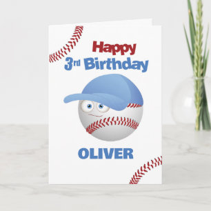 Funny 3 Geburtstag Baseball Thema Karte