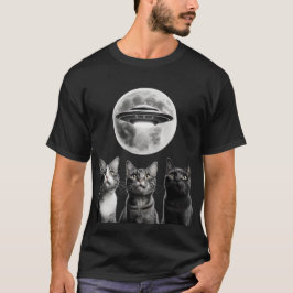 Funny 3 Schrecken Katzen Moon UFO Alien Earth Inva T-Shirt