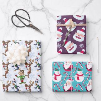 Funny 3 Sheets zu Weihnachten Thema Umschlagpapier Geschenkpapier Set