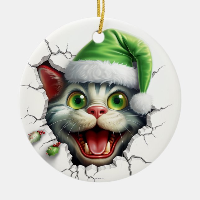 Funny 3d Cat Keramik Ornament (Vorne)
