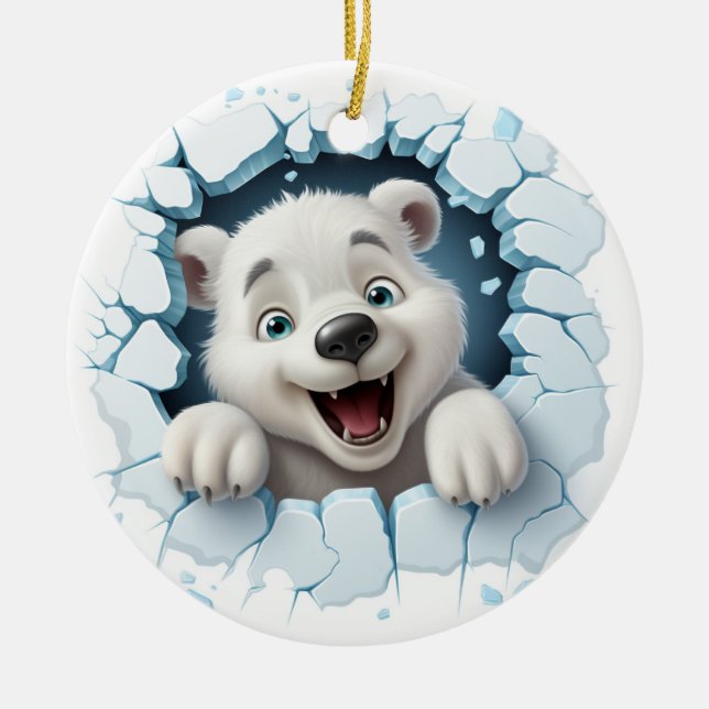 Funny 3D Ice Bären Weihnachten Keramik Ornament (Vorne)