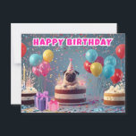 Funny 3D Möpse Birthday Card | Niedliches Hundebüt Postkarte<br><div class="desc">Feiern Sie einen besonderen Tag mit dieser atemberaubenden 3D-Mops-Geburtstagskarte! Mit einem unglaublich witzig Mops aus einem Riesenkuchen mit Ballons und Konfetti ist dieses einzigartige und lebendige Design perfekt für Hundefreunde. Eine Muss-Karte, die jeden zum Lächeln bringt!</div>