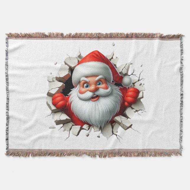 Funny 3D Santa Claus Christmas Holiday Design Decke (Vorderseite)