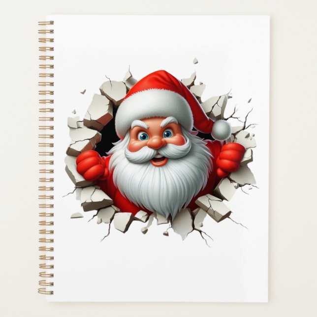 Funny 3D Santa Claus Christmas Holiday Design Planer (Vorderseite)
